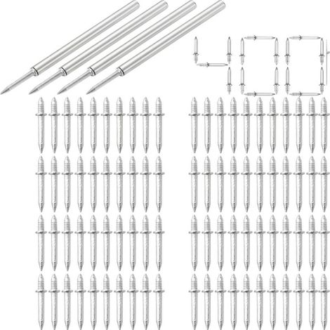 400 clous de plinthe double face sans joint avec 4 outils de manchonnage spéciaux, clous de plinthe en acier au carbone, adaptés à la pose de plinthes murales, de meubles et de panneaux TV. (1/5)