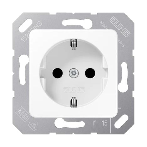 Jung Presa SCHUKO®, 16 A 250 V , SAFETY+, termoplastico, 50 x 50 mm, bianco alpino CD 5120 BFKI WW
