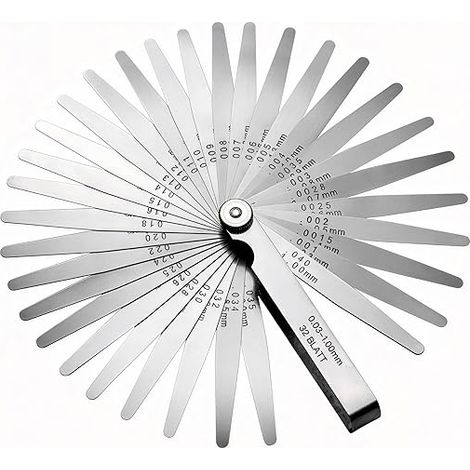 32 Set Thickness Shim Blades 0.02-1.0mm/0.001-0.05mm, Stainless Steel Thickness Gauge, Shim Set Valves for Adjustment, Tool Set Valve, Metric/Imperial Dimensions (1/5)