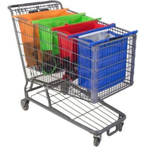 4Pcs shopping de chariot de sacs Foldable Reusable Eco Supermarket Trolley bag