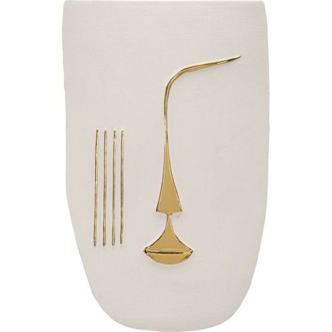 Decorazione da parete Mumbasa in ceramica bianca e oro lucido (1/5)