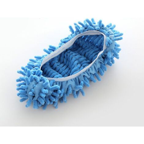 (1 paires) Duster Balai laveurs Chaussons Chaussures Couverture, poussière Nettoyeur Réutilisable Microfibre Pied Chaussettes Sol poussière Saleté Cheveux Nettoyeur pour le plancher(bleu) (1/5)