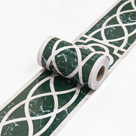 Bordure de papier peint Vert-34 Décoration murale amovible Frise Murale Autocollant Papier Peint Autocollant imperméable en PVC Plinthe Autocollant 10cm X 300cm