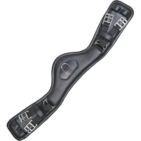 Sottopancia anatomico da dressage in cuoio con doppio elastico gommato: 50cm, 9100 nero