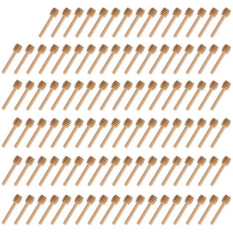 Lot de 100 mini cuillères à miel en bois – Design à tête fendue pour un service rapide – Accessoire de cuisine pratique et élégant - 100pcs (1/5)