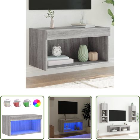 LED-Leuchten - TV-Schrank mit LED-Leuchten Grau Sonoma 60x30x30 cm (1/5)