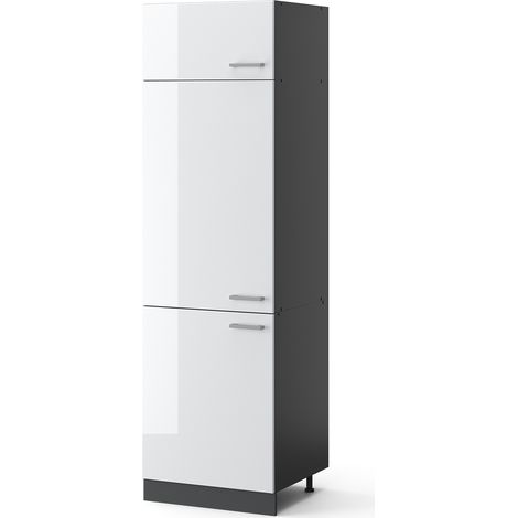 Armario para frigorífico empotrado R-Line, Blanco alto brillo, 60 cm, Vicco