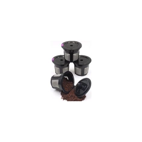 Lot de 4 filtres à café, porte-filtres réutilisables, PP, noir
