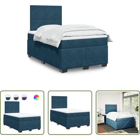 Matratze - Boxspringbett mit Matratze Blau 120x200 cm Samt (1/5)