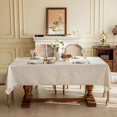 Tovaglia vintage francese, idrorepellente e oleorepellente, con goffratura jacquard in madreperla, per tavolo da pranzo/tavolino da caffè/scrivania, stile francese (1/5)