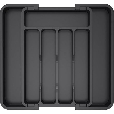 Tiroir à couverts de taille moyenne, plateau extensible pour ustensiles de cuisine, support pour couverts et couverts sans BPA, rangement réglable en plastique pour cuillères, fourchettes et couteaux, (1/5)