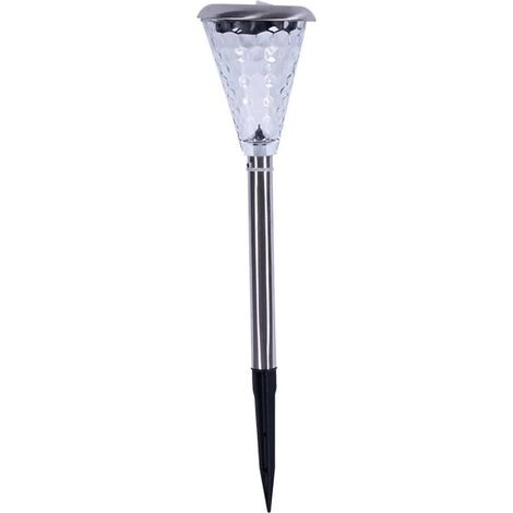TrAdE Shop Traesio - Set 12 Pz Lampada Solare Led Cromata Color Change 8x8x36cm Per Giardini 4125023 - (1/2)