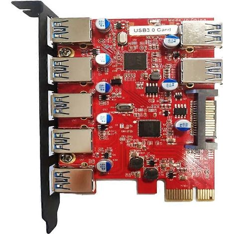 5-Port-USB-3.0-PCI-Express-Erweiterungskarte: 2 USB-3.0-Typ-C-Anschlüsse und 5 USB-3.0-Typ-A-Anschlüsse. Schnellladefähige PCIe-USB-3.0-Erweiterungskarte. (1/5)