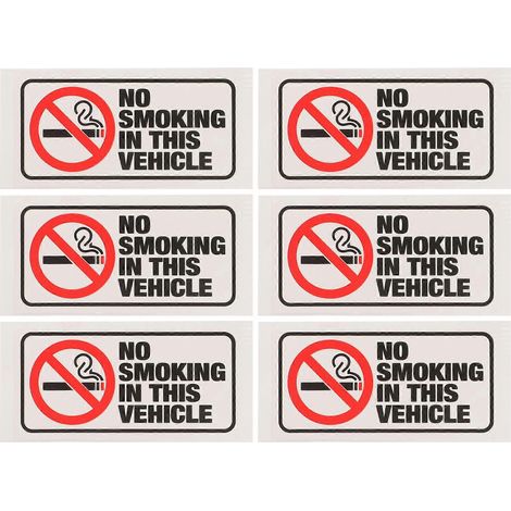 Lot de 6 autocollants « Interdiction de fumer dans ce véhicule » (autocollants d'avertissement pour voiture).-8.50X4.00X0.10CM (1/3)