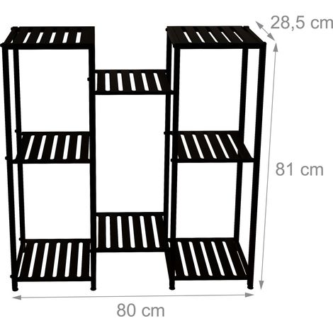 Scaffale per piante spazioso per soggiorno veranda 81 x 55 x 55 cm con 6 livelli design pratico in acciaio nero 130016753