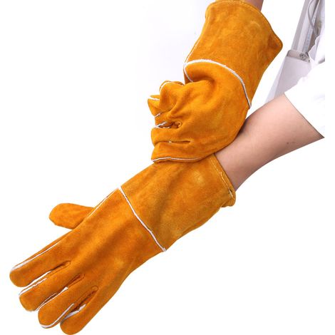 1 paire de gants de soudage, sûrs et durables, en cuir de vachette, accessoire pour outils de soudage. (1/5)