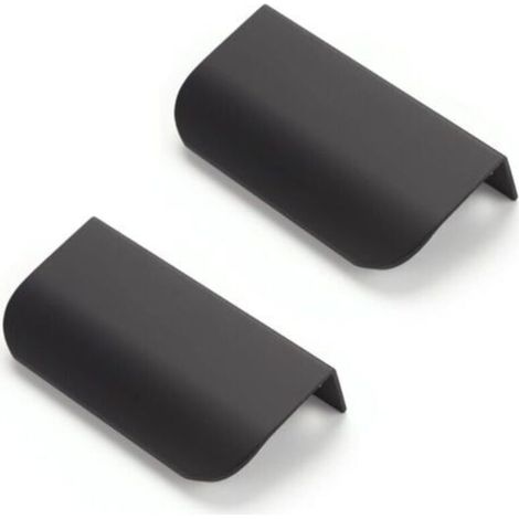 Ensemble de 6 poignées noires pour meubles de cuisine, poignées dissimulées, longueur 80 mm, entraxe de 64 mm (1/5)