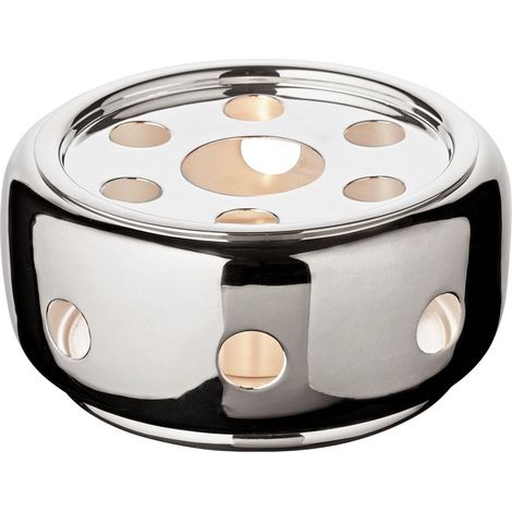 Chauffe-plat et Chauffe-théière Rond en Métal Argenté, Diamètre 14 cm, Hauteur 7 cm - PANGIVO (1/5)
