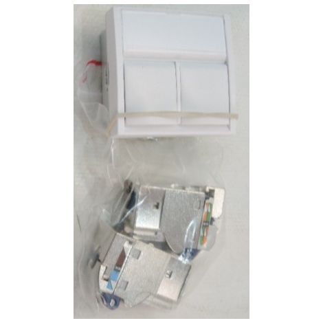 Prise réseau double 2XRJ45 Cat6 10 Giga FTP blanche polaire format 45X45mm S-ONE Altira SCHNEIDER ELECTRIC ALB44337N