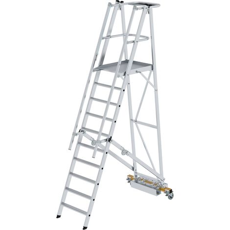 Günzburger Steigtechnik Echelle à plate-forme pliante avec châssis étroit 10 marches - 052710 (1/4)