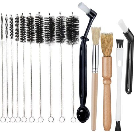 Cepillo para molinillo de café, kit de limpieza de 15 piezas para máquinas de café – Cepillos de nailon para molinillos, máquinas de espresso y accesorios de café (1/5)