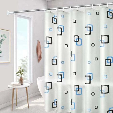 Rideau de Douche Décoratif Motif Océan Géométrique - Tissu Imperméable Abstrait Plage - pour Salle de Bain - 152x178cm (60"x70")