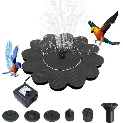 Fontaine solaire silencieuse en forme de fleur pour bassin ou bain d'oiseaux – Pour jardin, terrasse ou extérieur (1/5)