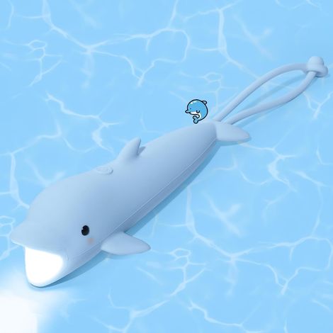Torcia a forma di delfino in silicone per bambini, dimmerabile e ricaricabile, da appendere, luce notturna (1/5)