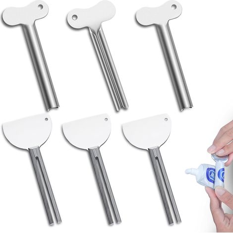 Presse Tube, Presse Tube Dentifrice 6 Pièces, Forme de Clé en métal Presseur de Dentifrice, Distributeur de Dentifrice à Rouleau en Alliage pour Dentifrice/Peinture à l’Huile/Crème Mains (1/5)