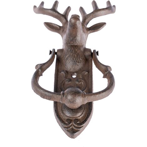 HOMESCAPES Heurtoir de porte décoratif en fonte marron – Tête de cerf (1/5)