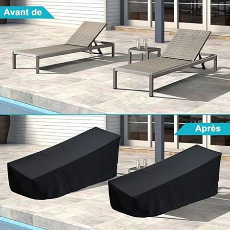 De Protection pour Mobilier de Jardin, 2 Pcs Résistant à la Déchirure pour Chaise Longue (200 x 75 x 40/70 cm) - Noir (1/4)