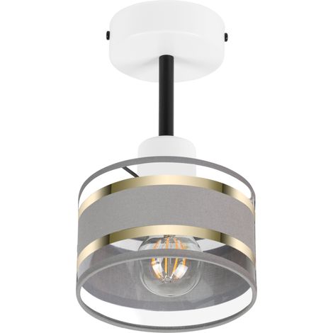 Plafonnier blanc avec abat-jour, style industriel en métal, 1 douille E27, éclairage LED moderne pour salon, cuisine, chambre, chambre d'enfant, loft (1/5)