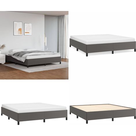 Bettgestell Grau 160x200 cm Kunstleder - Betten - Bettgestell - Kunstlederbett - Doppelbett - Grau - Home & Living (1/5)