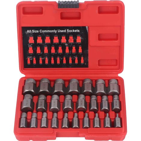 25-teiliges Set zum Ausdrehen beschädigter Schrauben aus Chrom-Molybdän-Stahl für Sechskantschrauben und -bolzen