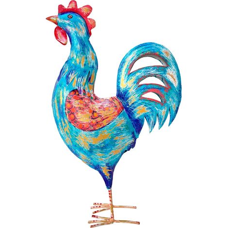 Figura di gallo in latta colorata L - Decorazione originale per la casa