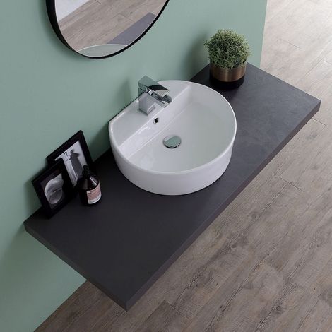 Lavabo De Cerámica Ovalado De 44 Cm De Profundidad (1/5)