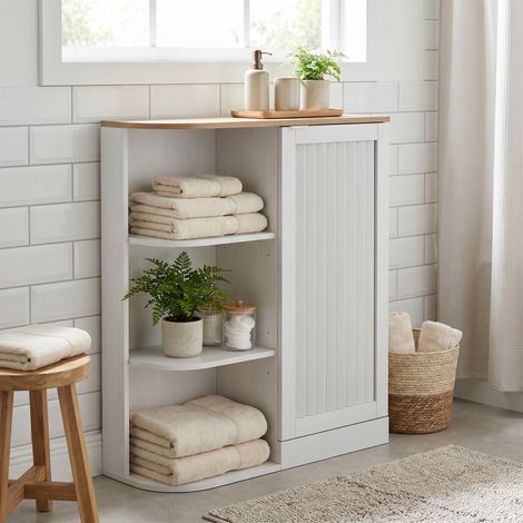 URBAN MEUBLE Meuble d'Angle de Salle de Bain avec Portes Grillage et Étagères Réglables