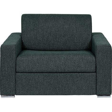 Fauteuil convertible express en tissu texturé vert sapin - Couchage à lattes larges 70 cm - Matelas 14 cm - CALITO (1/4)