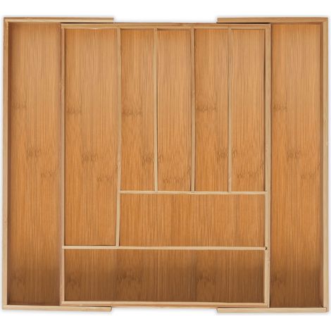 Organizer per cassetto estensibile per posate 30 x 40 x 8 cm 9 pratici scomparti in bamboo naturale 130010413