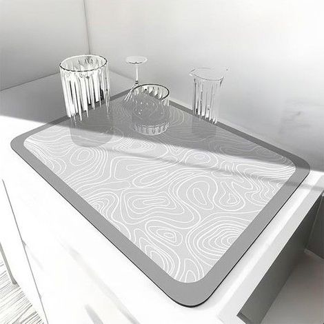 Tapis de cuisine absorbant - Super absorbant - Antidérapant - Résistant à la chaleur - Motif topographique élégant (1/4)