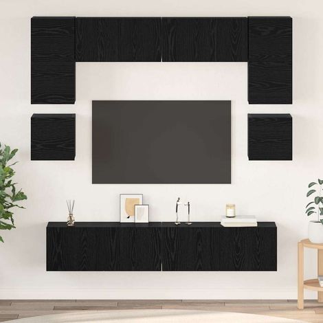 TV-Schrankset 8 pcs Schwarz Eichen-Optik Holzwerkstoff