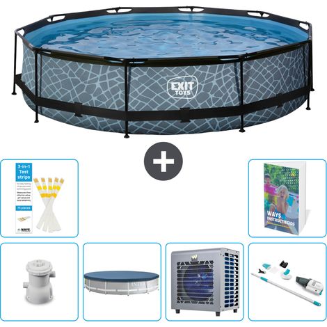 Exit Pool Rund - Steinoptik - 360x76 cm - 7-teilig S199 (1/5)