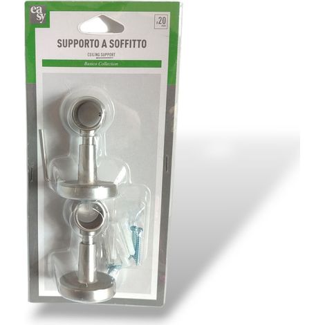 2PZ SUPPORTO A SOFFITTO D.20MM COL.NICHEL SATINATO (1/4)