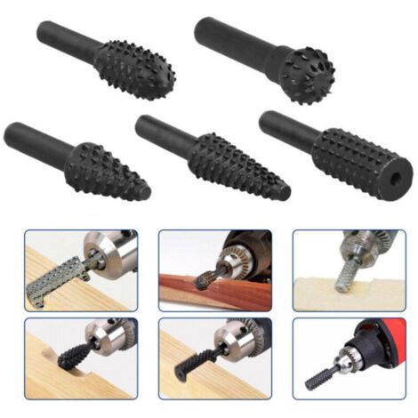 5pcs Woodworking Rotary File Electric Rotary Sanding Head Woodworking File Carving Knife Tea Tray Root Carving Sanding Head Black (1/5)