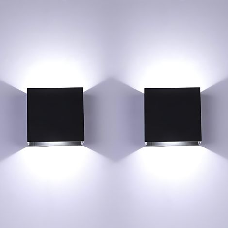 2 Pcs 6W Applique murale LED mur lumière Up Down intérieur lampe mur moderne en aluminium appareils d'éclairage noir pour le salon chambre salle de bains cuisine salle à manger - lumière blanc froid