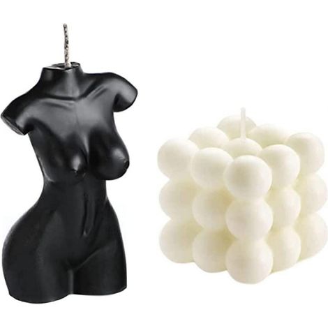2er Set Duftkerzen: Körper & Bubble Cube, Sojawachs, ästhetische Deko