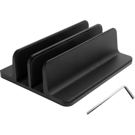 Support d'ordinateur portable noir en alliage d'aluminium, support vertical avec 2 positions de rangement (1/5)