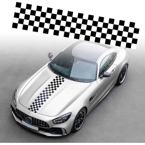 CCYKXA (1265×235×1)Universal Car Hood Stripe Sticker Auto Racing Body Side Stripe Decal Hood Roof Skirt Bumper Checkered Decal Vinyl Modified Decal Decoration for Cars SUV Vehicles (1/5)