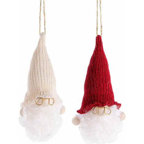 Babbo Natale con occhiali oro, cappello in maglia e barba bianca da appendere all'albero di Natale, set da 36 pezzi, Ø 5 cm x 11 H (capp.esteso)