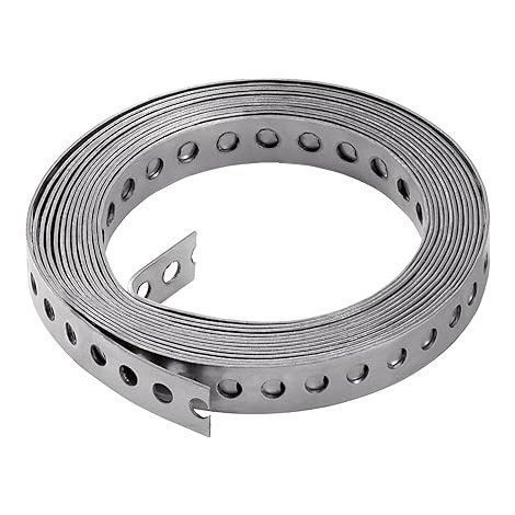 Bande Perforée,Bande de Fixation,Ruban Perforé de Montage,10 m de Ruban Métallique Perforé,Collier de Serrage,pour la Fixation de Câbles,Tuyaux et Conduites,12 mm x 10 m (1/5)